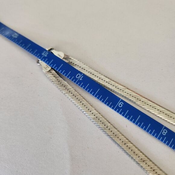 Diamond-Cut Herringbone Sterling Silver 925 Chain Necklace Made In Italy - Picture 9 of 9